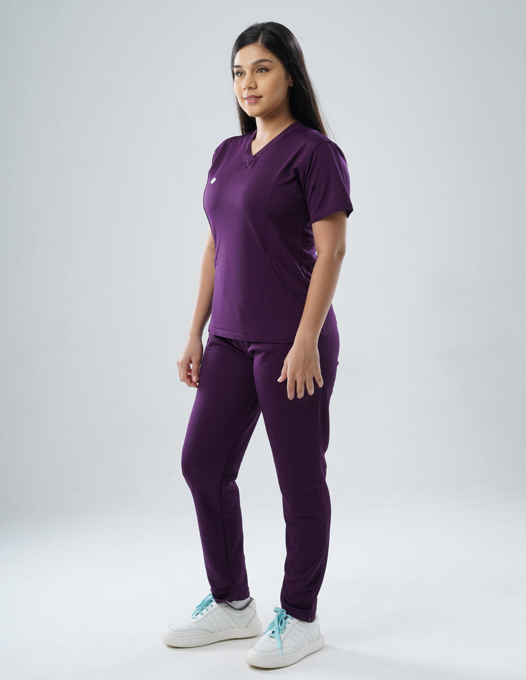 MERLOT WINE V Neck / Straight Pant / 2 way Stretch (FemaleFullset) MKZ16