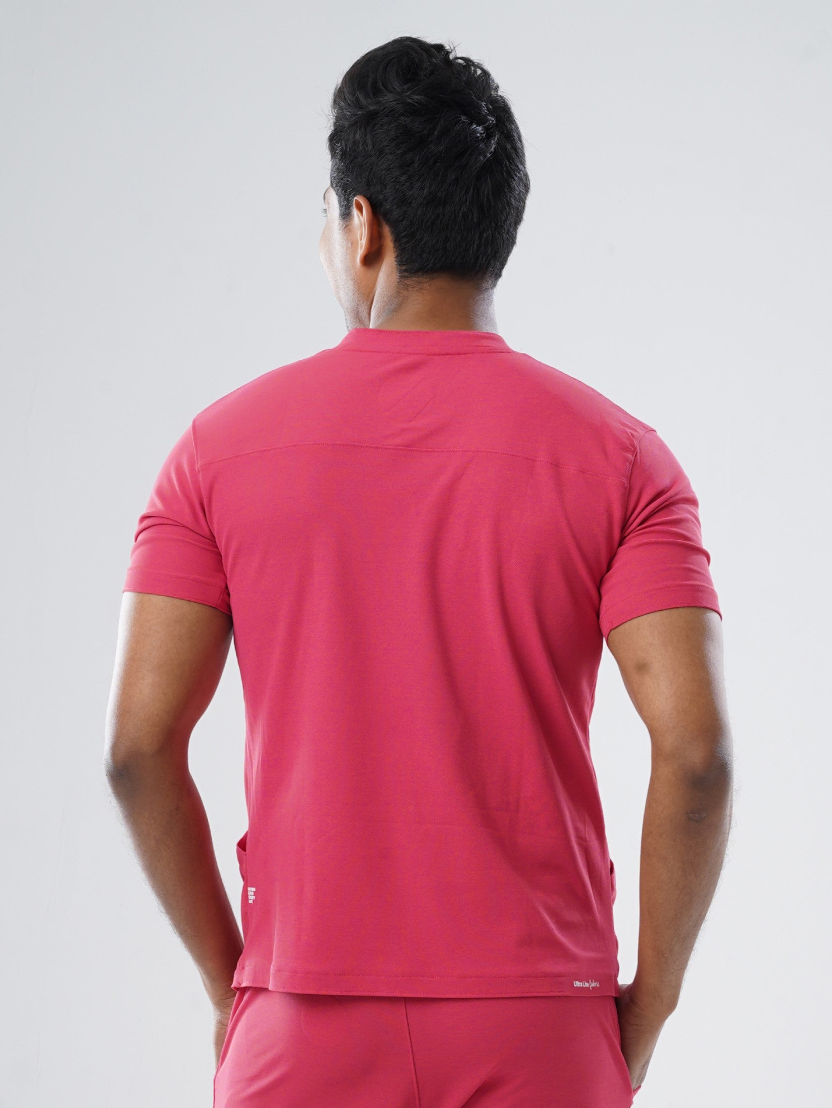 MELANGE PINK  V Neck Male Top MKZ207T