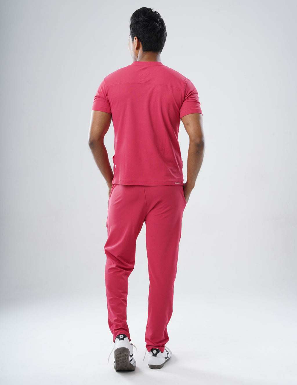 MELANGE PINK  V Neck / Straight Pant / 2 way Stretch (MaleFullset) MKZ207
