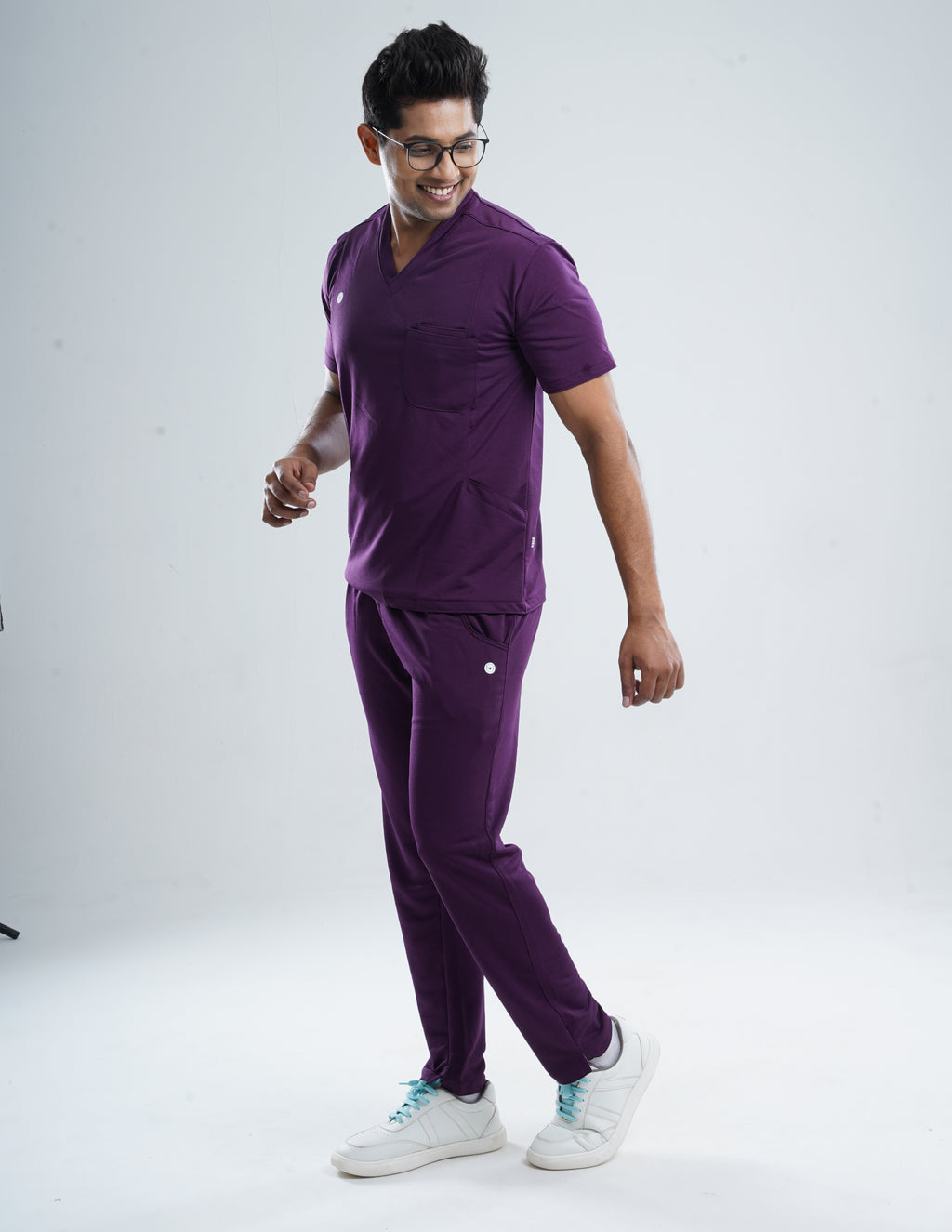 MERLOT WINE  V Neck / Straight Pant / 2 way Stretch (MaleFullset) MKZ143