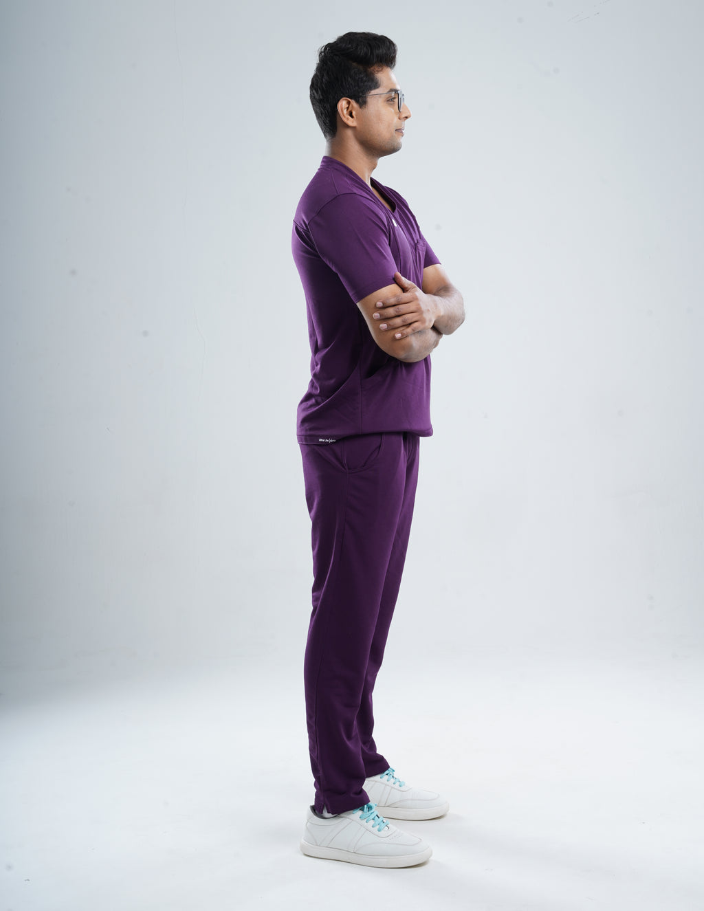 MERLOT WINE  V Neck / Straight Pant / 2 way Stretch (MaleFullset) MKZ143