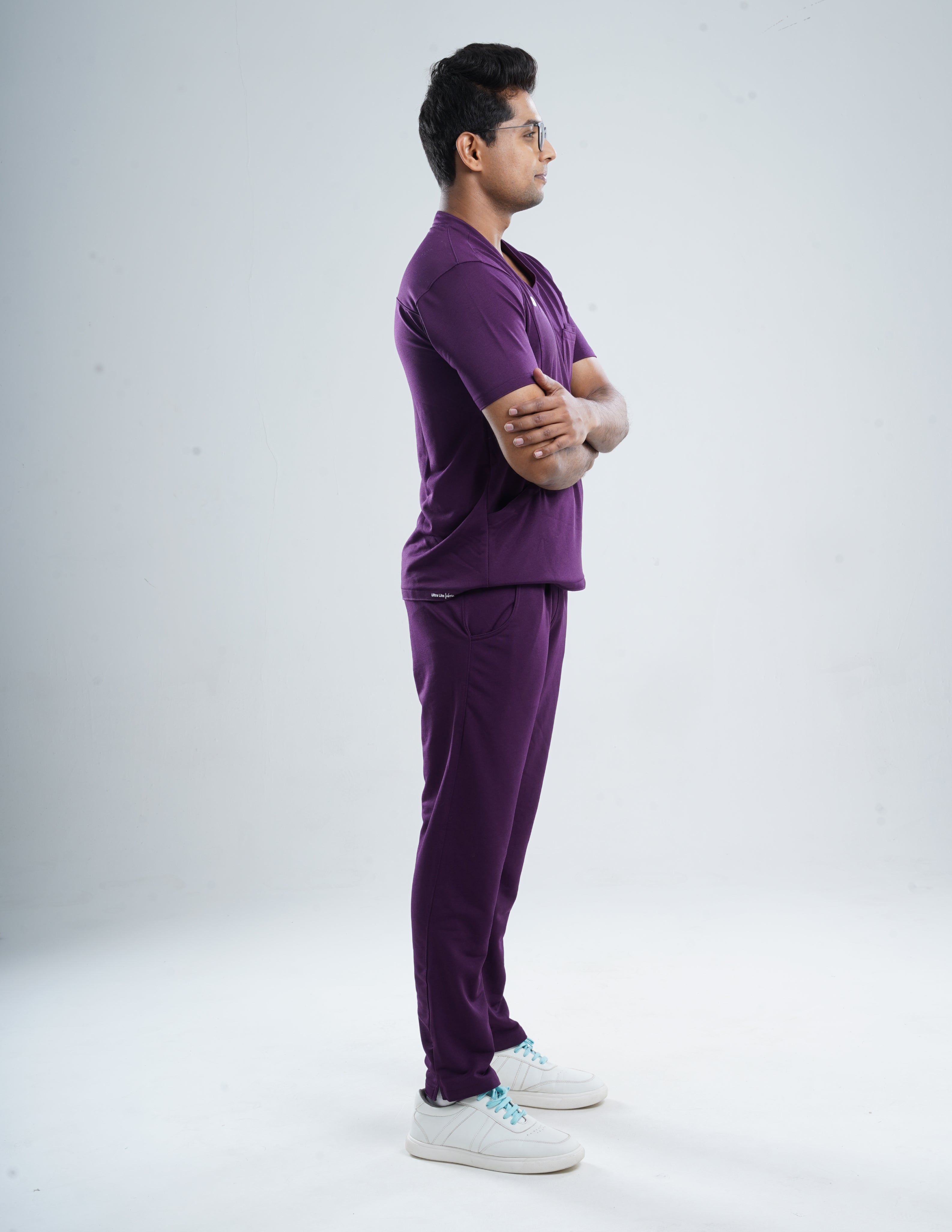 MERLOT WINE  V Neck / Straight Pant / 2 way Stretch (MaleFullset) MKZ143