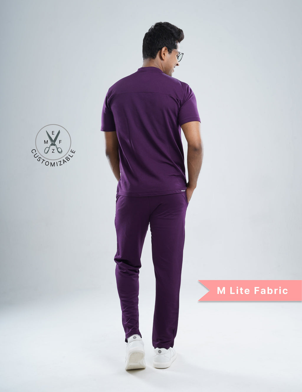 MERLOT WINE  V Neck / Straight Pant / 2 way Stretch (MaleFullset) MKZ143