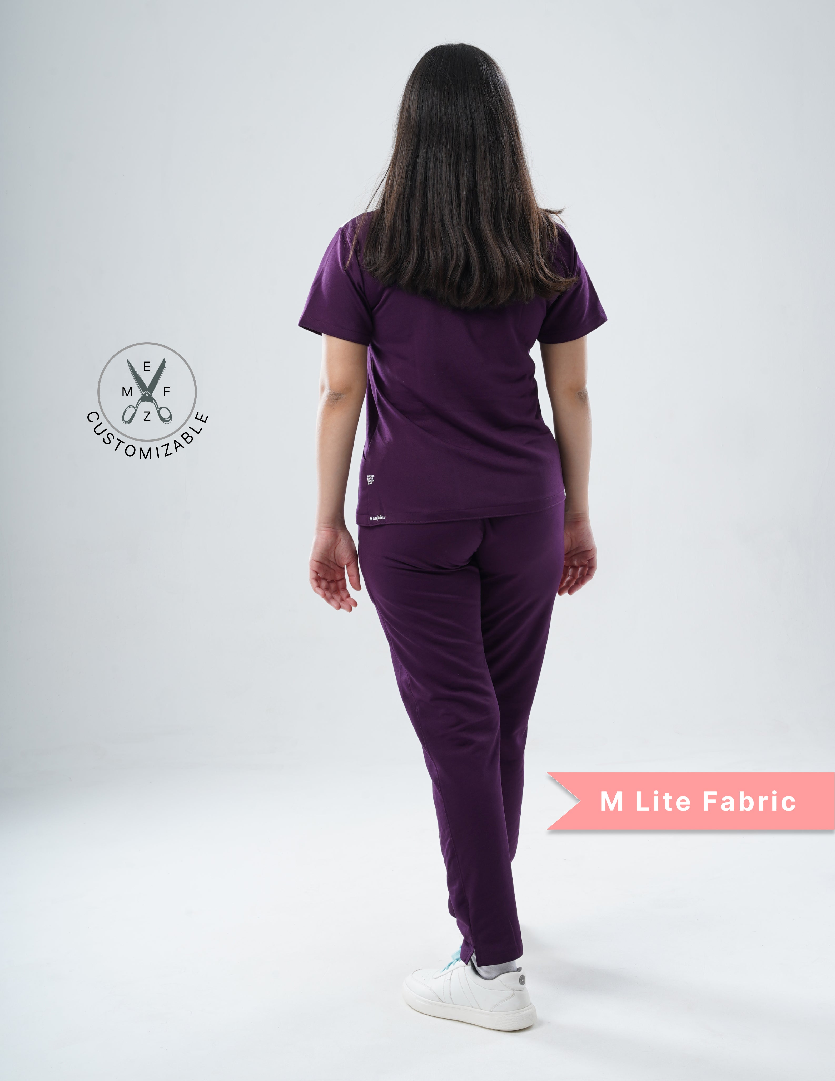 MERLOT WINE V Neck / Straight Pant / 2 way Stretch (FemaleFullset) MKZ18