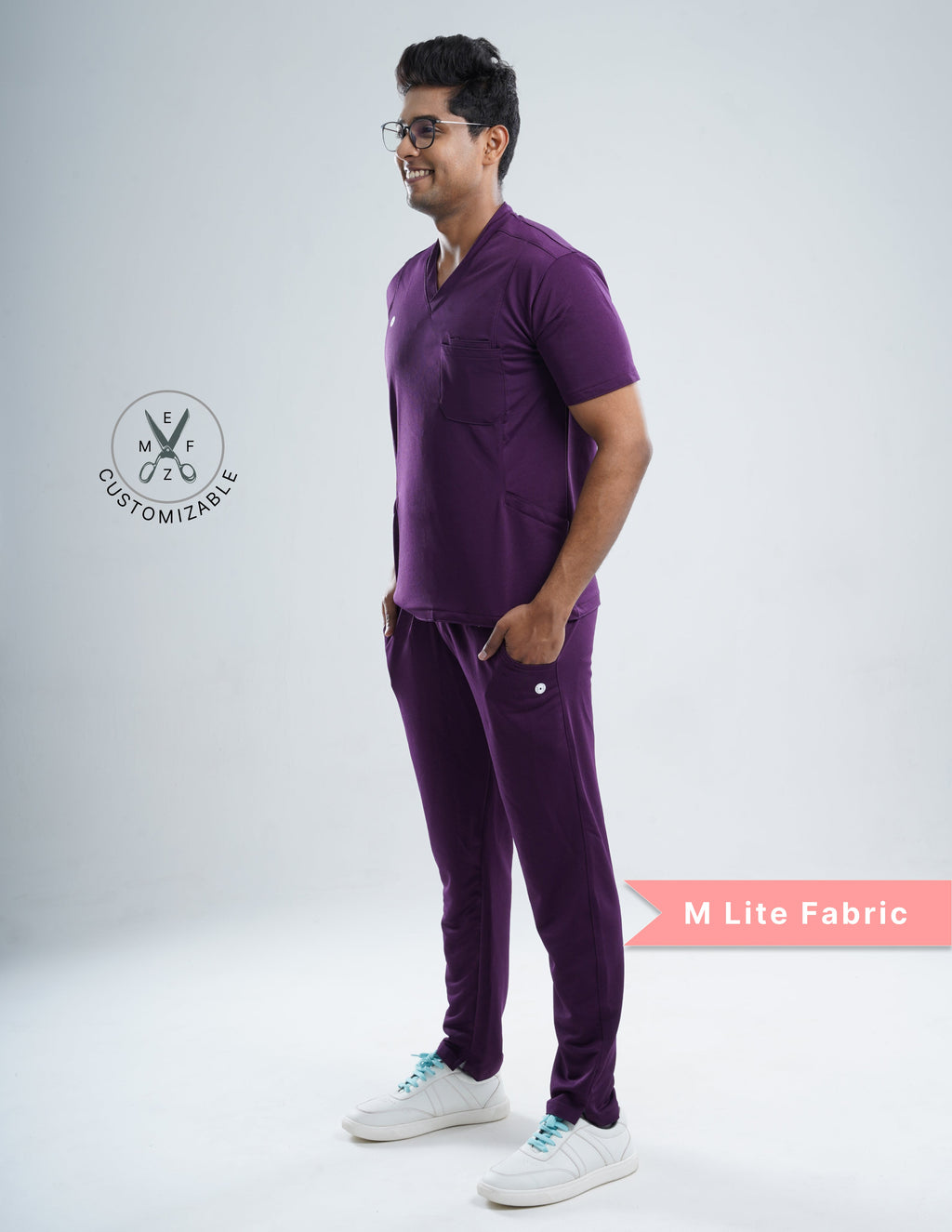 MERLOT WINE  V Neck / Straight Pant / 2 way Stretch (MaleFullset) MKZ143