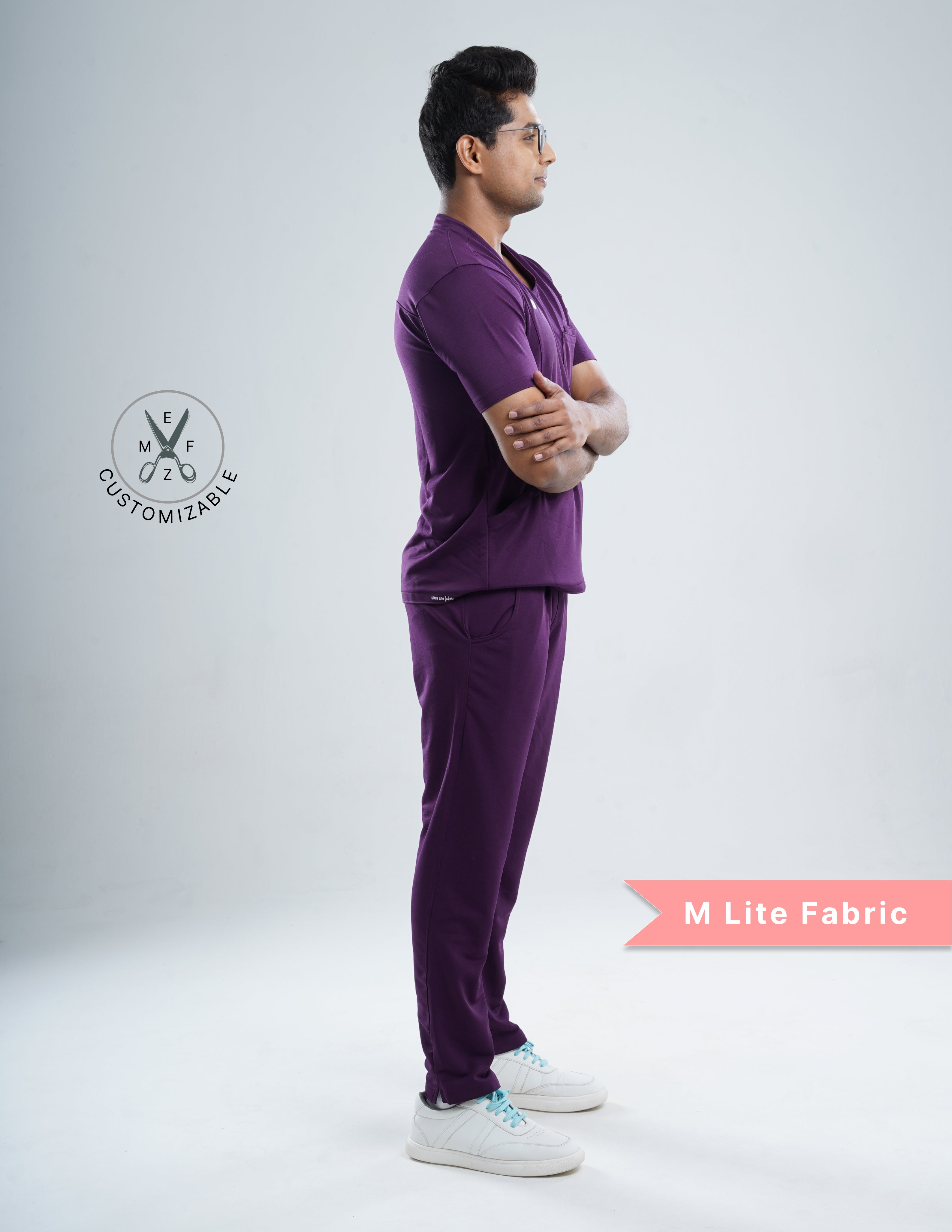 MERLOT WINE  V Neck / Straight Pant / 2 way Stretch (MaleFullset) MKZ143