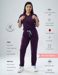 MERLOT WINE V Neck / Straight Pant / 2 way Stretch (FemaleFullset) MKZ16