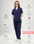 ORLIN NAVY V Neck / Straight Pant / 2 way Stretch (FemaleFullset) MKZ30