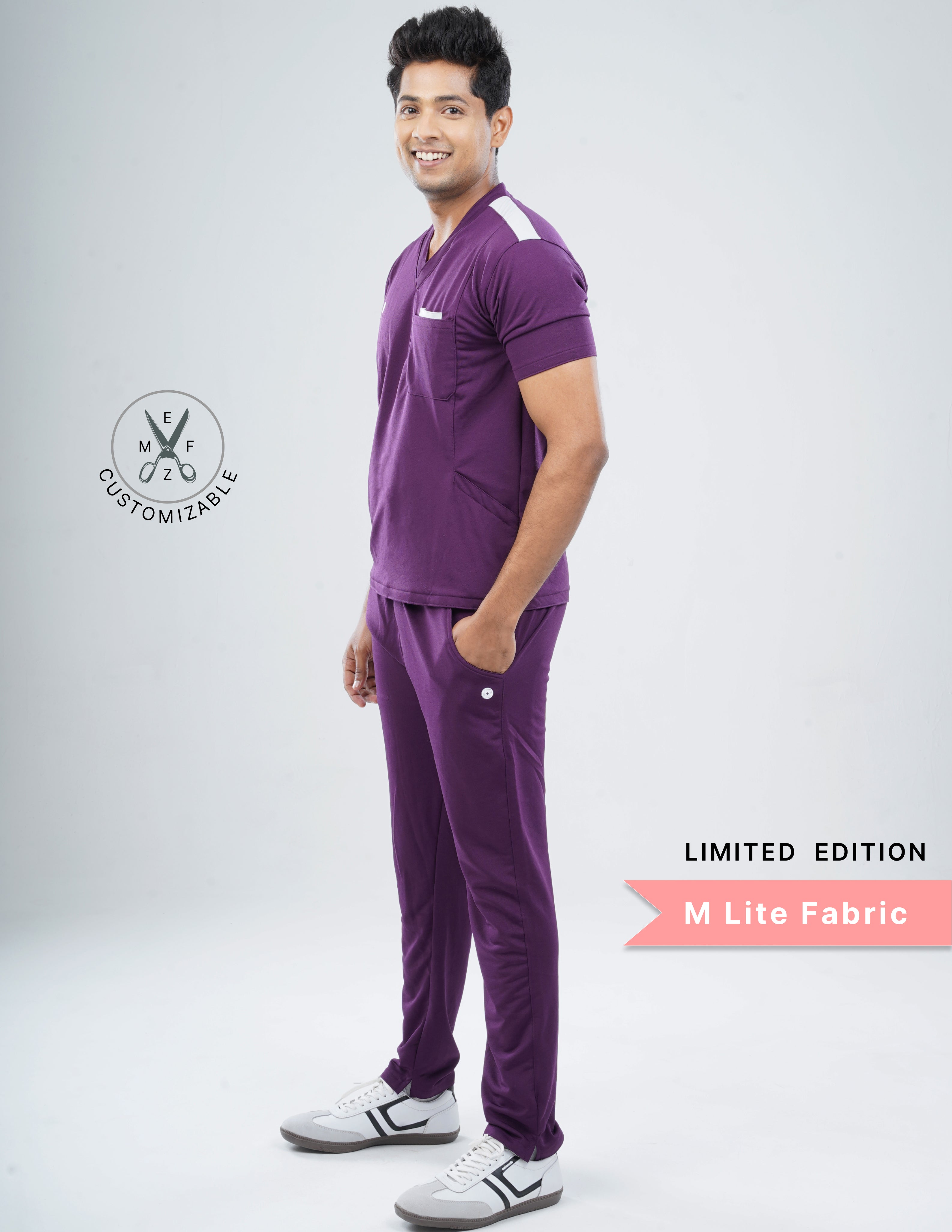 MERLOT WINE  - LIMITED EDITION  V Neck / Straight Pant / 2 way Stretch (MaleFullset) MKZ145