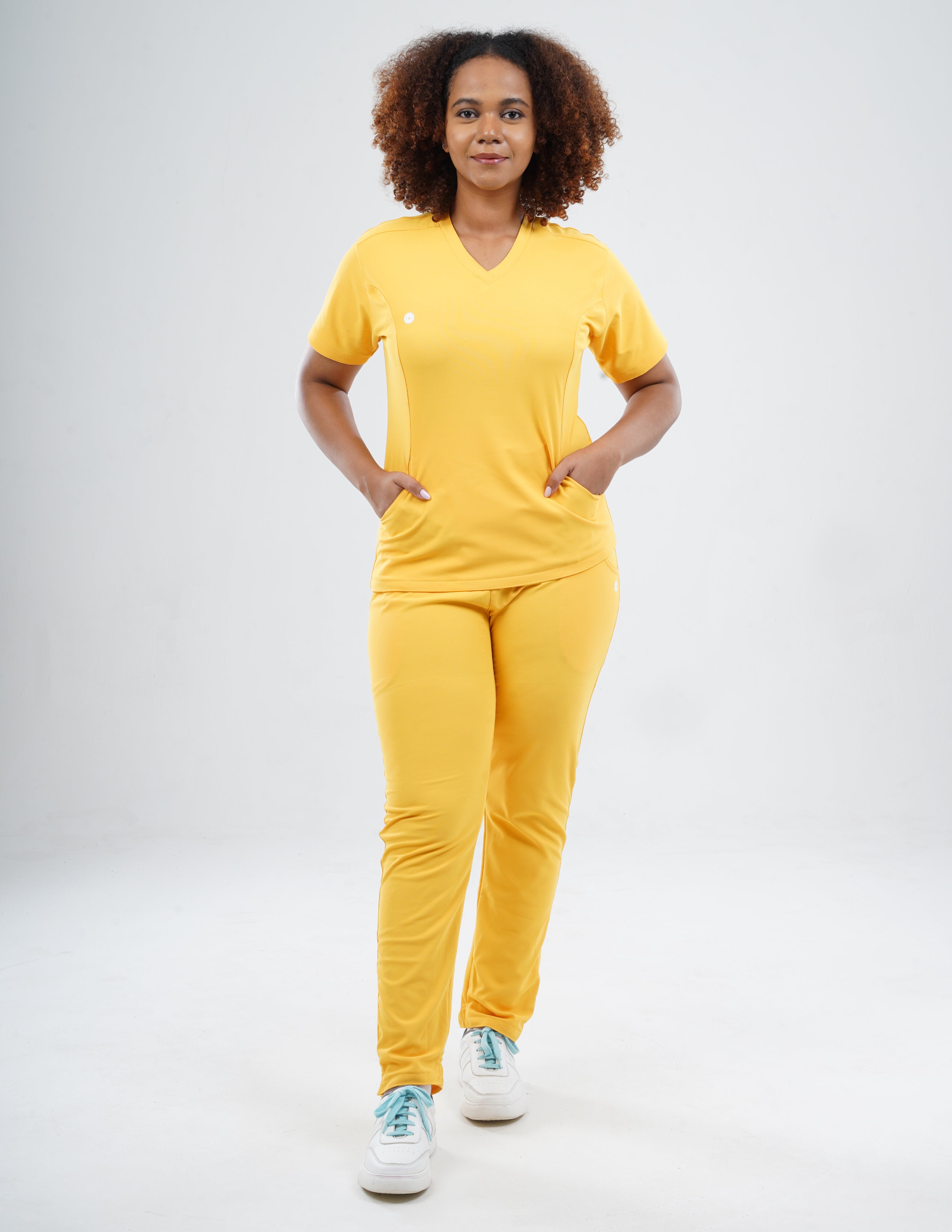 YEL LOVE  V Neck / Straight Pant / 2 way Stretch (FemaleFullset) MKZ104