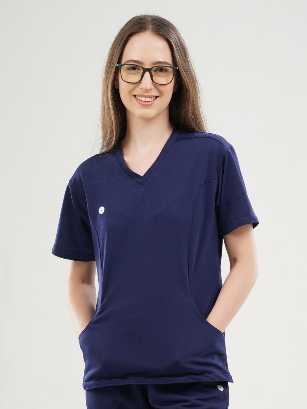 ORLIN NAVY  V Neck Female Top  MKZ30FT