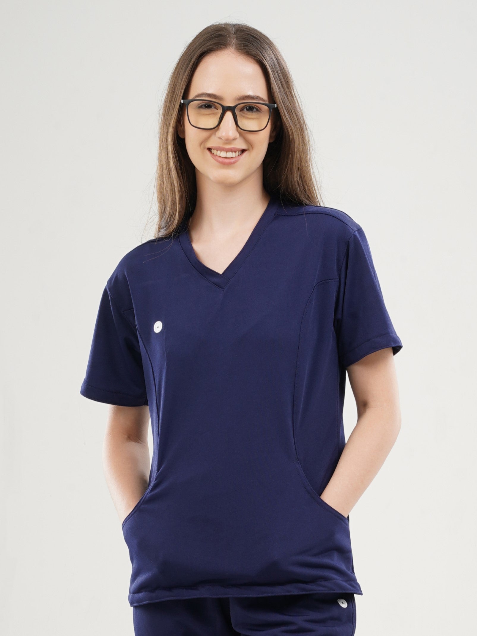 ORLIN NAVY  V Neck Female Top  MKZ30FT