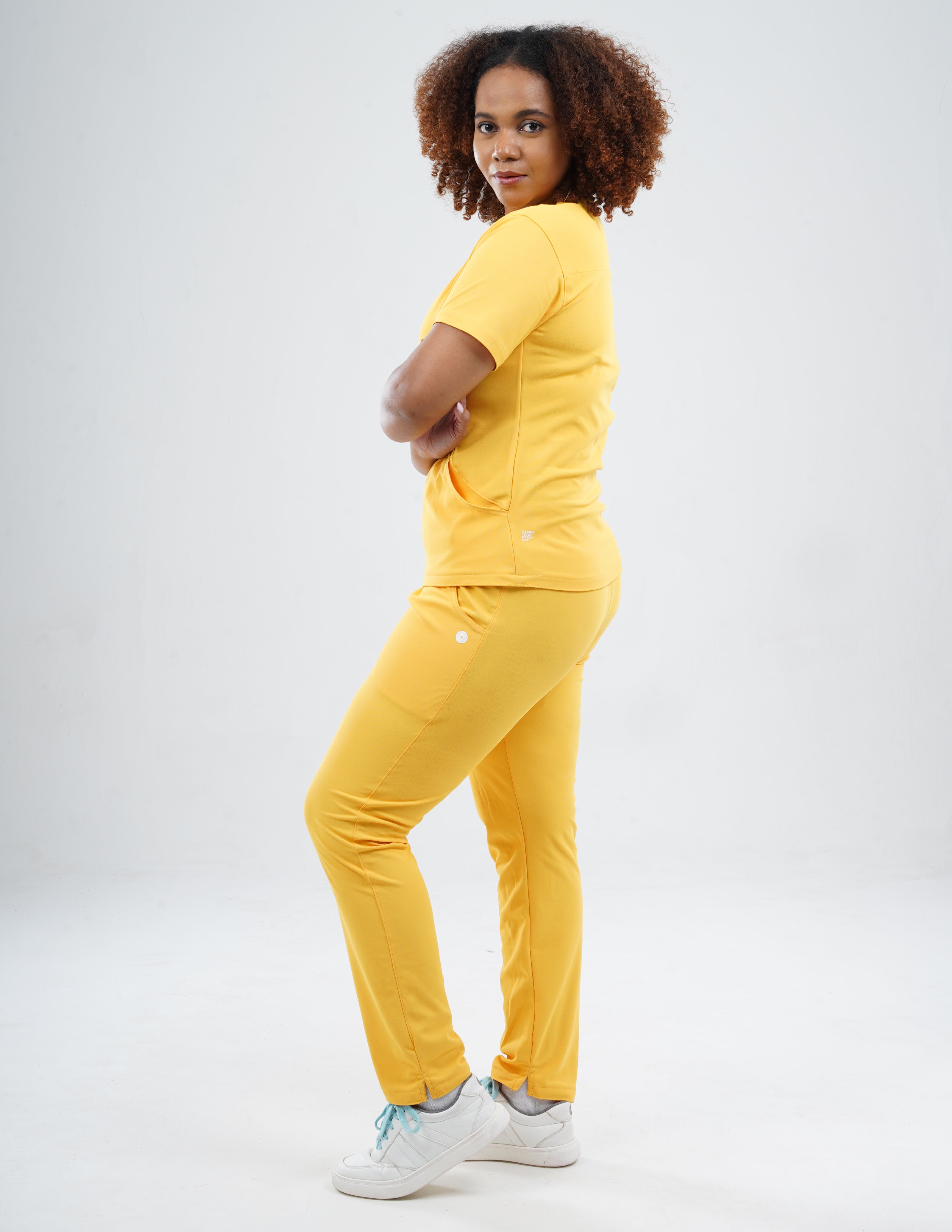 YEL LOVE  V Neck / Straight Pant / 2 way Stretch (FemaleFullset) MKZ104