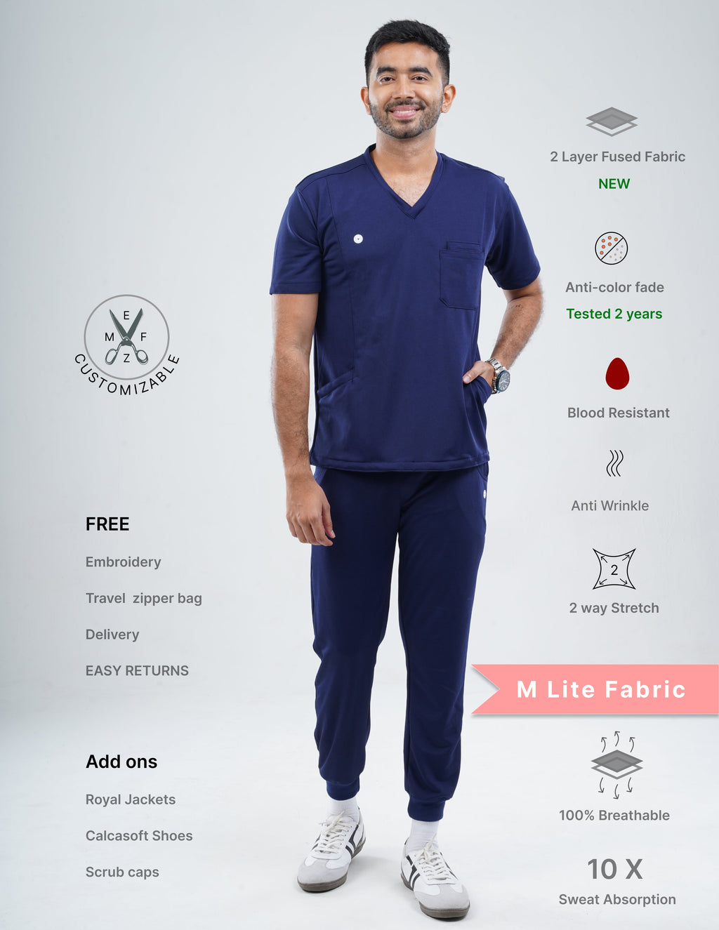 ORLIN NAVY  V Neck / Jogger Pant / 2 way Stretch (MaleFullset) MKZ158