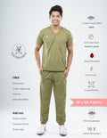 FERIL OLIVE V Neck / Jogger Pant / 2 way Stretch (MaleFullset) MKZ174