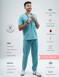 HYLORA TEAL  V Neck / Jogger Pant / 2 way Stretch (MaleFullset) MKZ166
