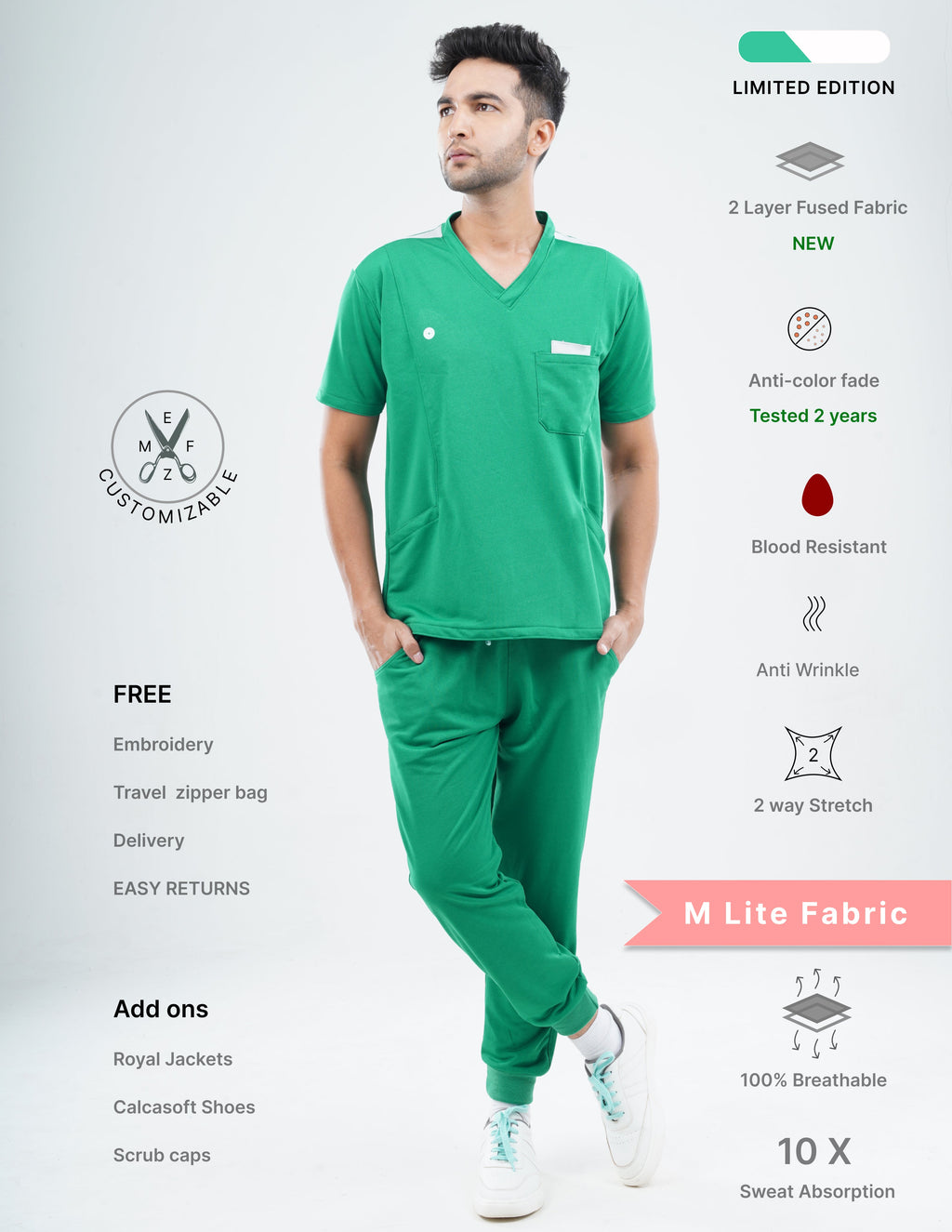 TECTOGREEN - LIMITED EDITION V Neck / Jogger Pant / 2 way Stretch (MaleFullset) MKZ152