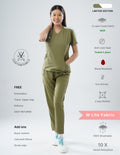 FERIL OLIVE - LIMITED EDITION V Neck / Jogger Pant / 2 way Stretch (FemaleFullset) MKZ45