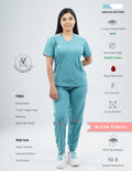 HYLORA TEAL - LIMITED EDITION  V Neck / Jogger Pant / 2 way Stretch (FemaleFullset) MKZ37