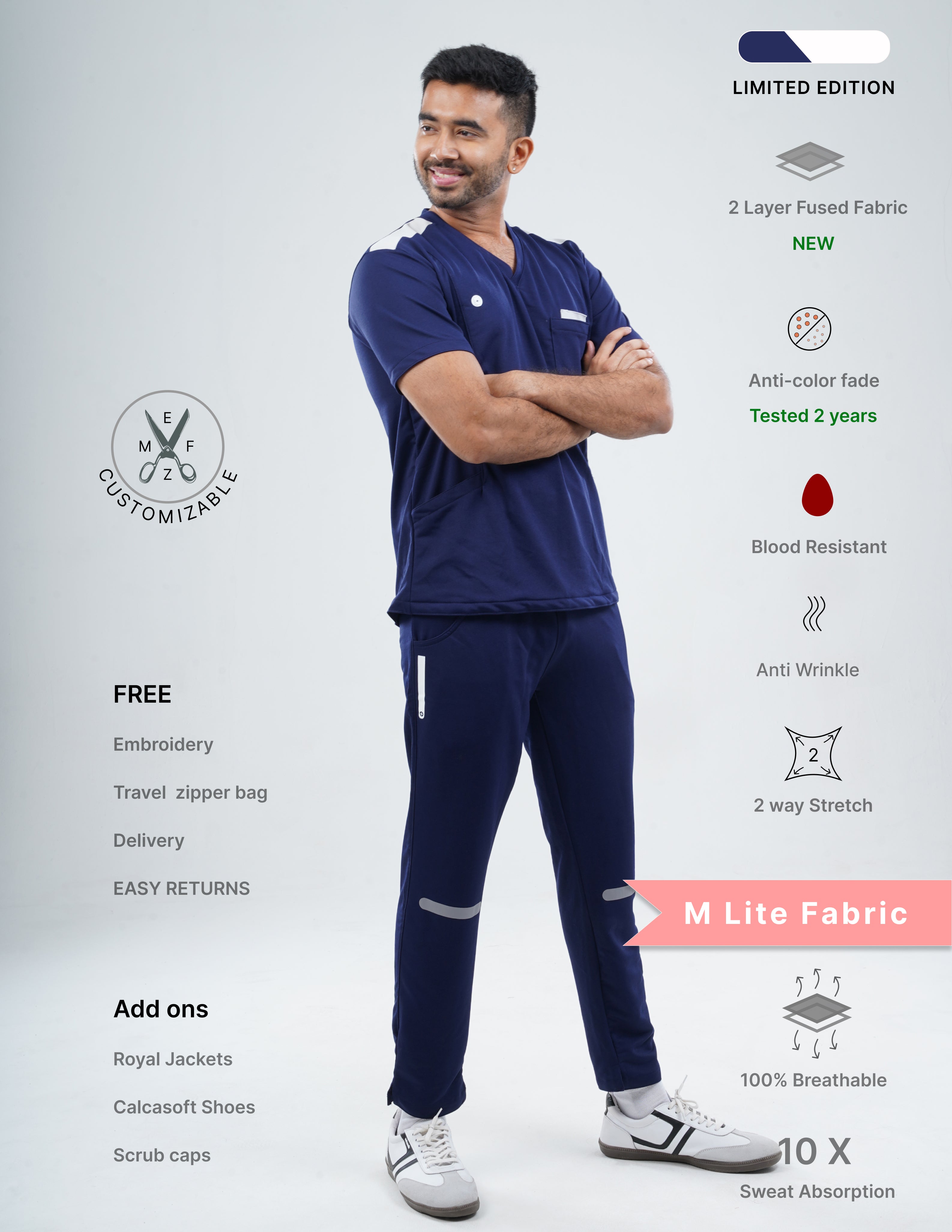 ORLIN NAVY - LIMITED EDITION  V Neck / Straight Pant / 2 way Stretch (MaleFullset) MKZ161