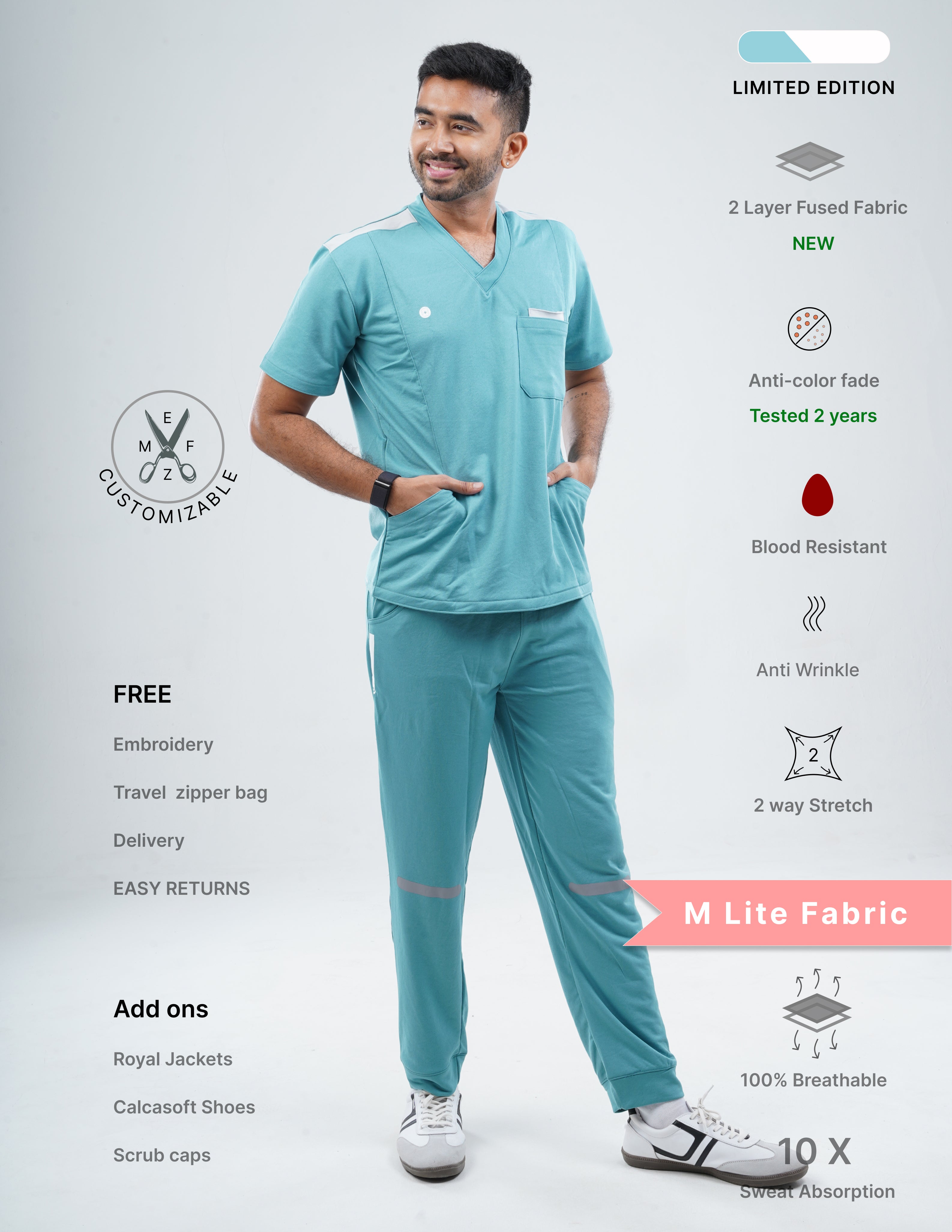 HYLORA TEAL - LIMITED EDITION V Neck / Jogger Pant / 2 way Stretch (MaleFullset) MKZ168