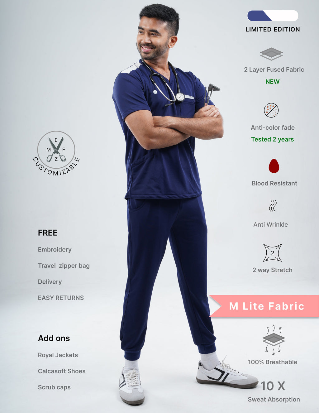 ORLIN NAVY - LIMITED EDITION  V Neck / Jogger Pant / 2 way Stretch (MaleFullset) MKZ160