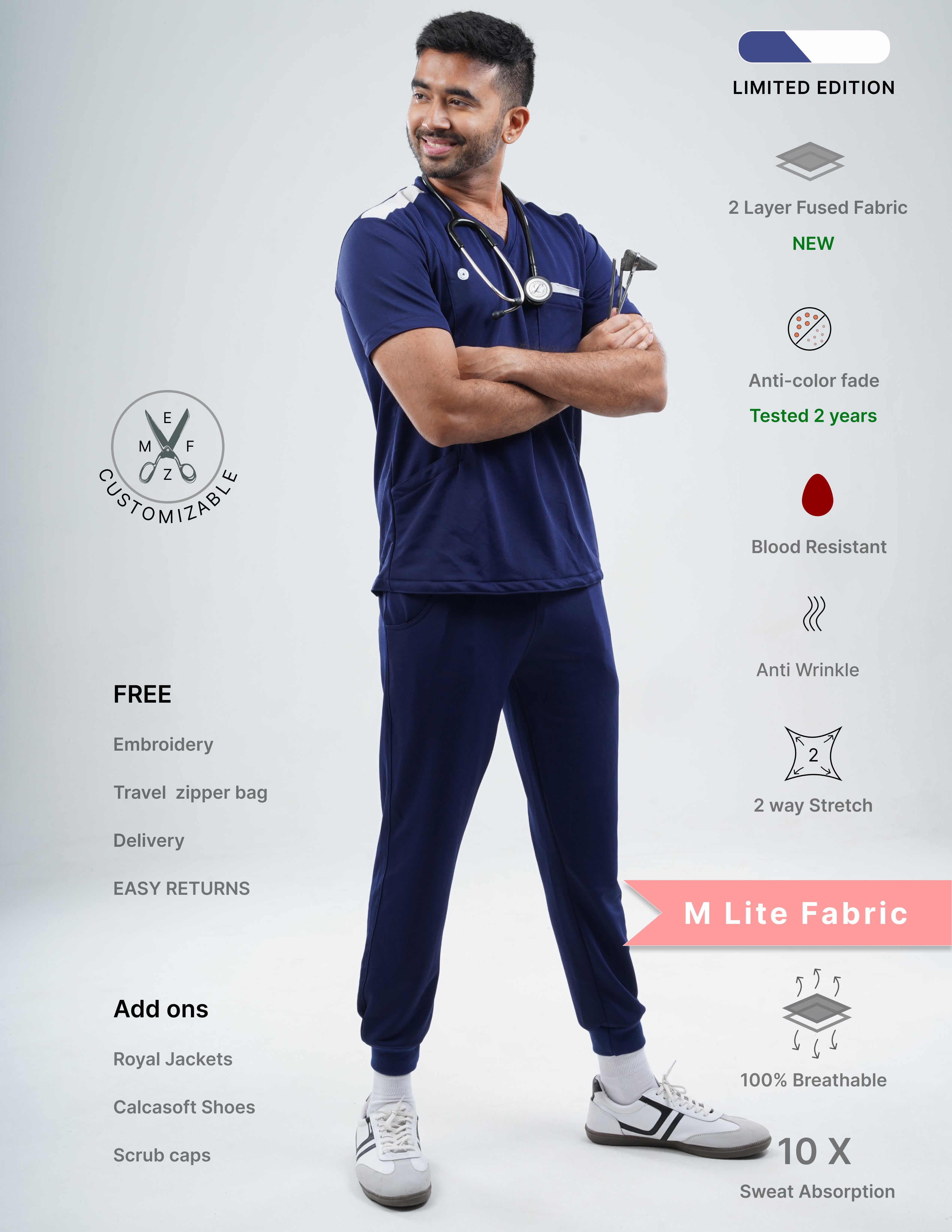 ORLIN NAVY - LIMITED EDITION  V Neck / Jogger Pant / 2 way Stretch (MaleFullset) MKZ160