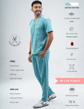 HYLORA TEAL - LIMITED EDITION V Neck / Straight Pant / 2 way Stretch (MaleFullset) MKZ169