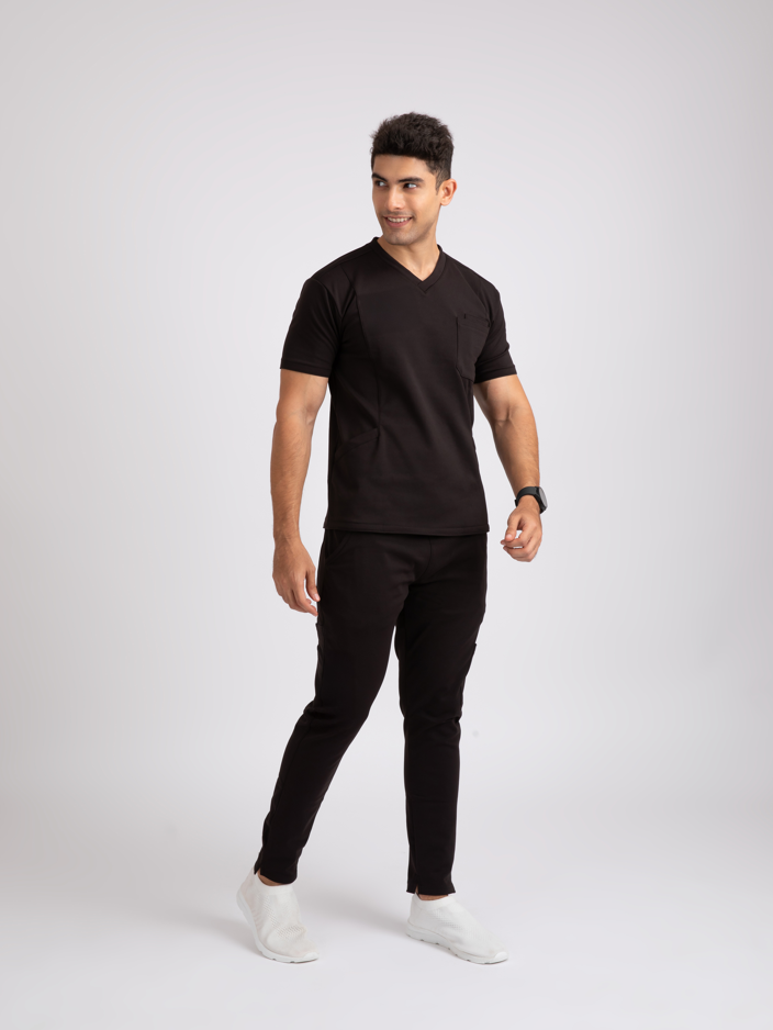 Raven Black V Neck Straight Pant Male Fullset NMKZ8