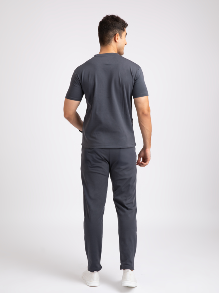Charcoal Grey V Neck Straight Pant Male Fullset NMKZ9
