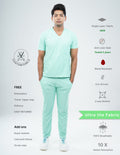 FROSTED MINT V Neck / Straight Pant / 2 way Stretch (MaleFullset) MKZ243
