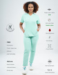 FROSTED MINT  V Neck / Straight Pant / 2 way Stretch (FemaleFullset) MKZ116