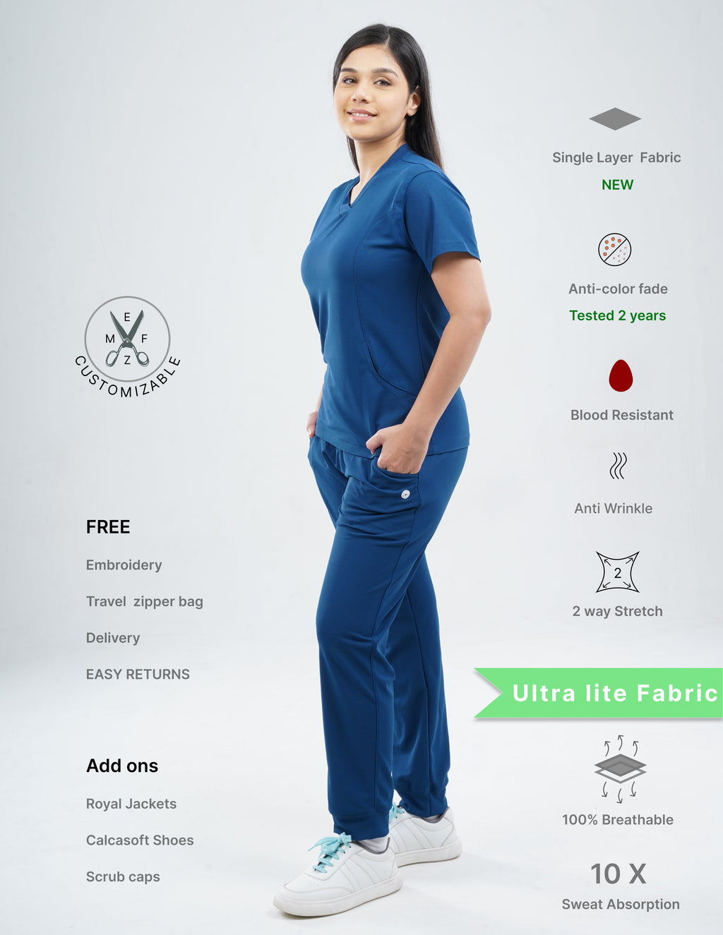 COSMIC BLUE  V Neck / Jogger Pant / 2 way Stretch (FemaleFullset) MKZ55