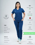 COSMIC BLUE  V Neck / Straight Pant / 2 way Stretch (FemaleFullset) MKZ56