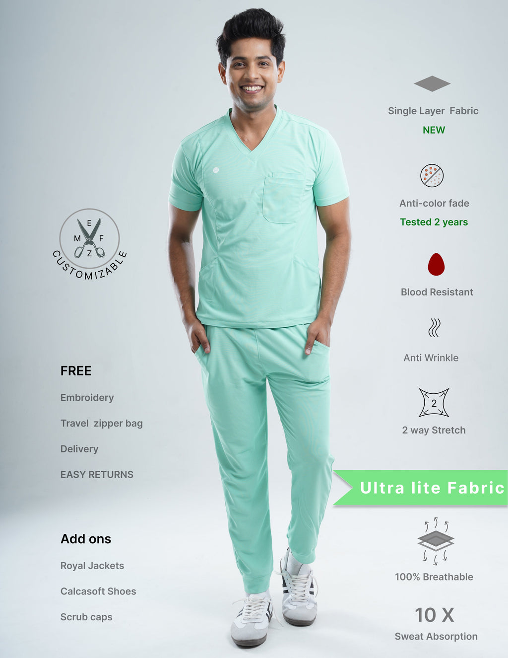 FROSTED MINT V Neck / Jogger Pant / 2 way Stretch (MaleFullset) MKZ242