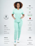 FROSTED MINT  V Neck / Jogger Pant / 2 way Stretch (FemaleFullset) MKZ115