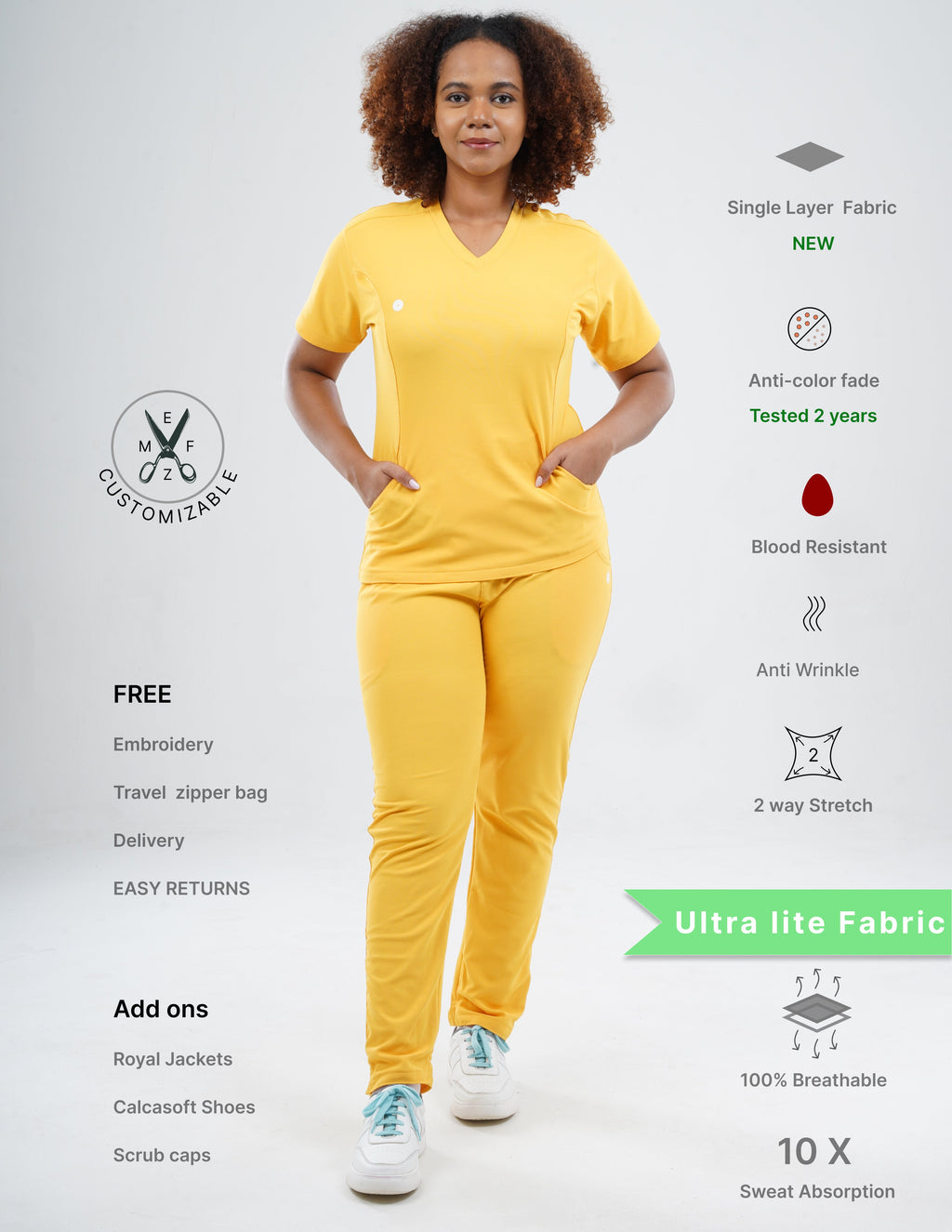 YEL LOVE  V Neck / Straight Pant / 2 way Stretch (FemaleFullset) MKZ104