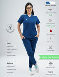 COSMIC BLUE - LIMITED EDITION  V Neck / Jogger Pant / 2 way Stretch (FemaleFullset) MKZ57