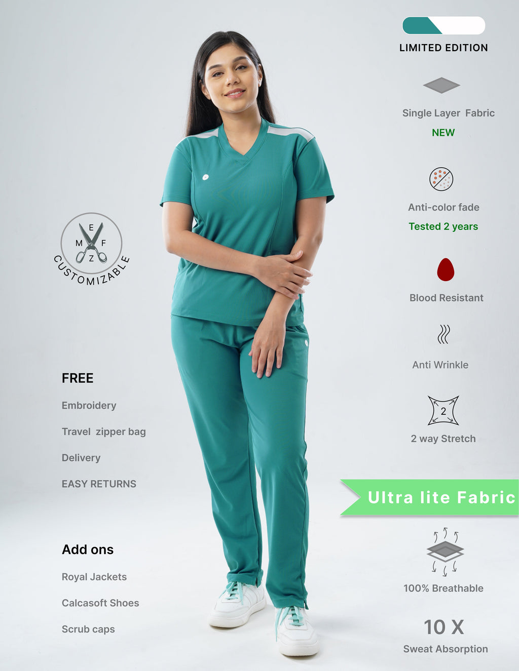 AQUABLAZE - LIMITED EDITION  V Neck / Straight Pant / 2 way Stretch (FemaleFullset) MKZ70