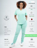 FROSTED MINT  V Neck / Straight Pant / 2 way Stretch (FemaleFullset) MKZ118