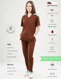MOCHA BROWN -LIMITED EDITION  V Neck / Jogger Pant / 2 way Stretch (FemaleFullset) MKZ93