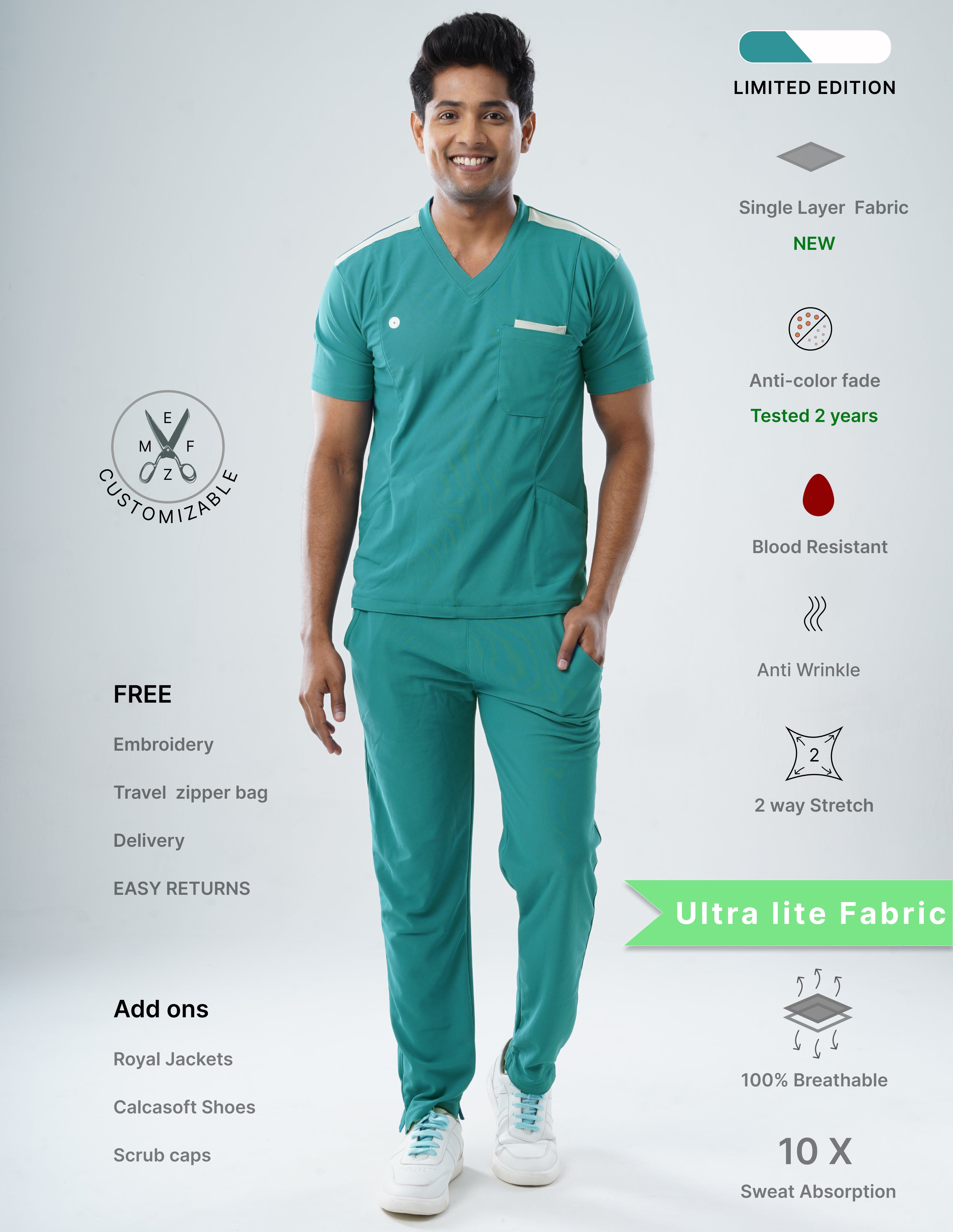 AQUABLAZE - LIMMITED EDITION  V Neck / Straight Pant / 2 way Stretch (MaleFullset) MKZ197