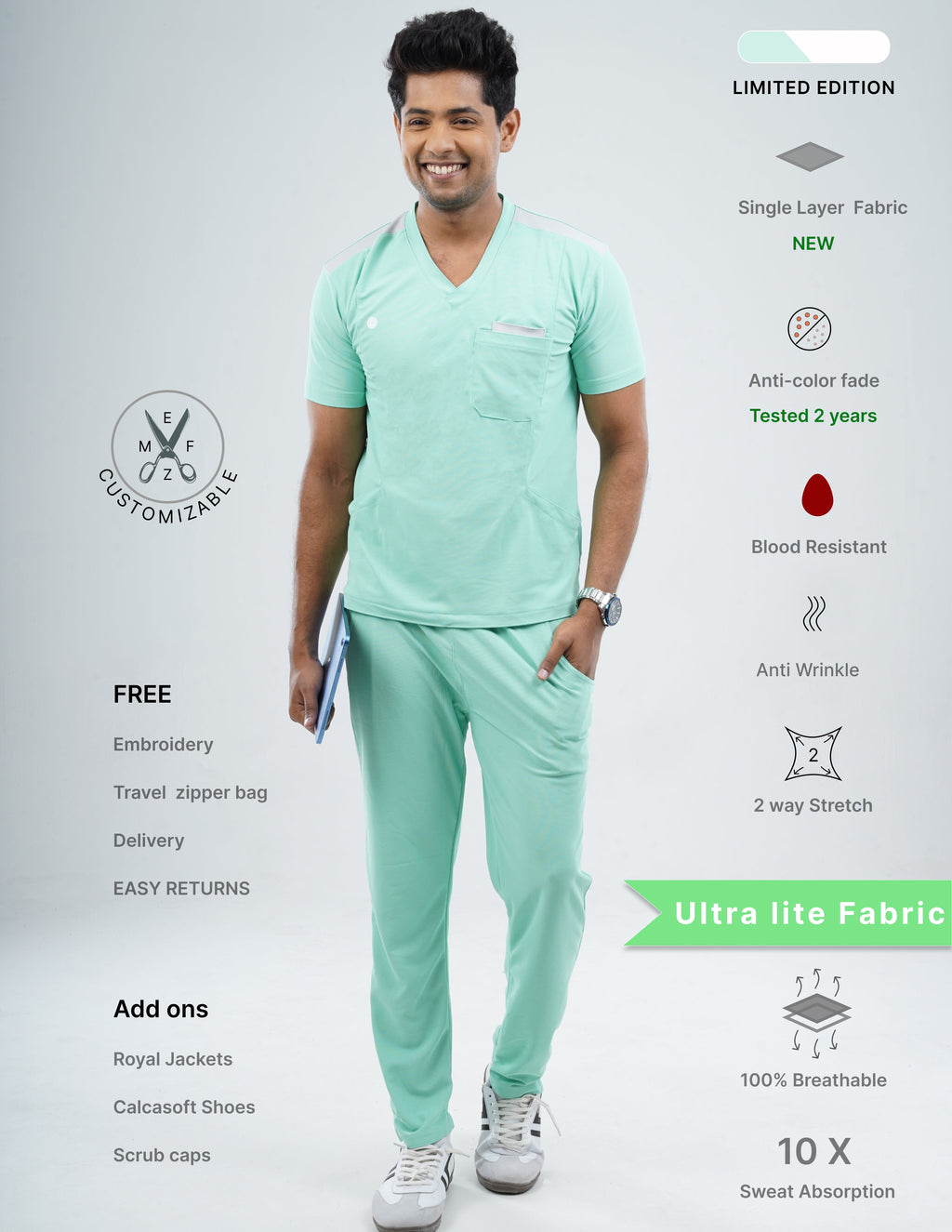 FROSTED MINT - LIMITED EDITION V Neck / Straight Pant / 2 way Stretch (MaleFullset) MKZ245