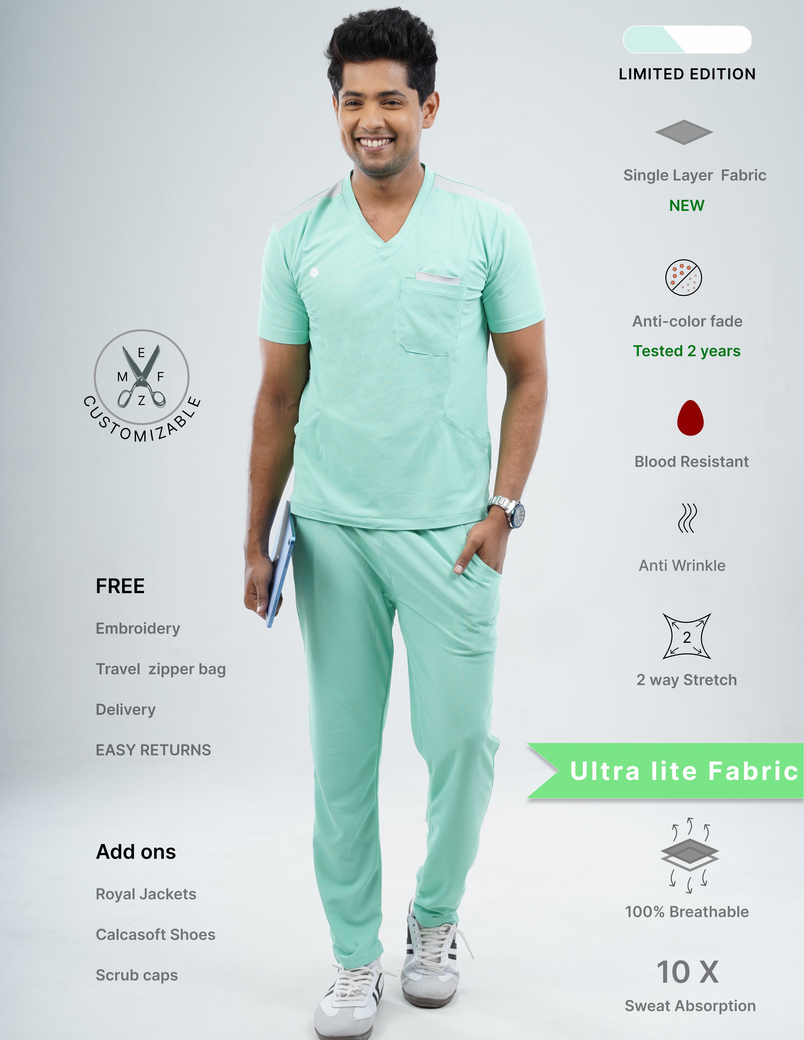 FROSTED MINT - LIMITED EDITION V Neck / Straight Pant / 2 way Stretch (MaleFullset) MKZ245