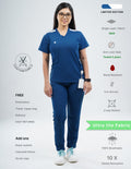 COSMIC BLUE - LIMITED EDITION  V Neck / Straight Pant / 2 way Stretch (FemaleFullset) MKZ58