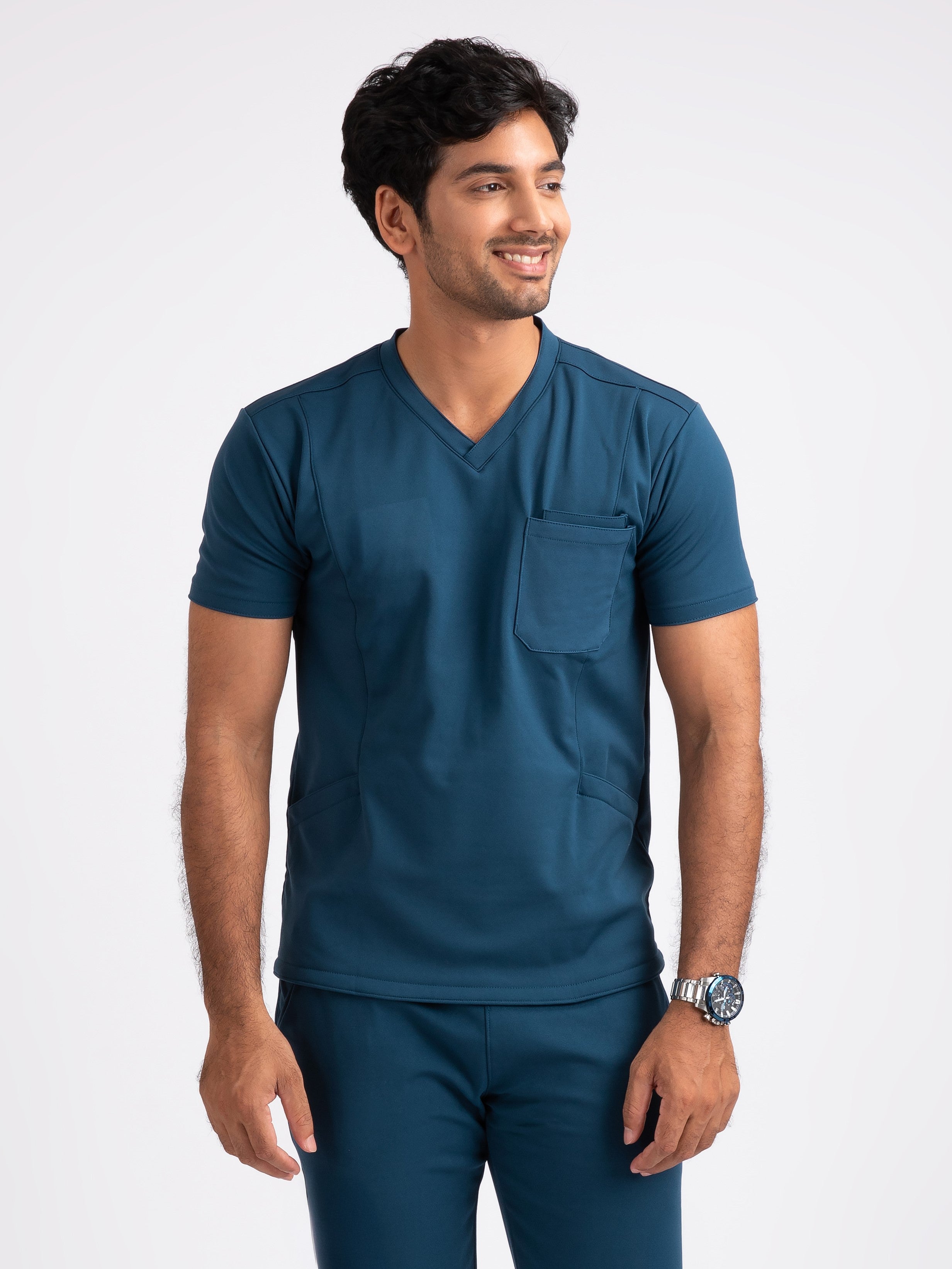 Prussianite Blue V Neck Male Top NMKZ11T